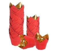 sourcing map 50 Pcs Tulip Baking Cups Cupcake Muffins Liners Aluminum Foil Paper Greaseproof Wrappers for Weddings Birthday Party Festivals Christmas, Gold/Red