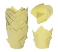 sourcing map 50 Pcs Tulip Baking Cups Cupcake Muffins Liners Paper Greaseproof Wrappers for Wedding Birthday Party Festivals Christmas, Yellow