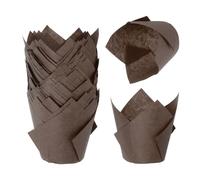 sourcing map 50 Pcs Tulip Baking Cups Cupcake Muffins Liners Paper Greaseproof Wrappers for Wedding Birthday Festivals Christmas, Coffee