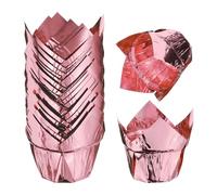 sourcing map 50 Pcs Tulip Baking Cups Cupcake Muffins Liners Paper Greaseproof Wrappers for Wedding Birthday Party Festivals Christmas, Rose Rose
