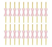 sourcing map 50 Pcs Twist Tie Bows, 3.15" Mini Bows Twisty Ties with Small Cute Dots Satin Ribbon for Lollipop DIY Crafts Baked Food Treat Bag Package, Light Pink