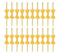 sourcing map 50 Pcs Twist Tie Bows, 3.15" Mini Bows Twisty Ties with Small Cute Dots Satin Ribbon for Lollipop DIY Crafts Baked Food Treat Bag Package, Yellow