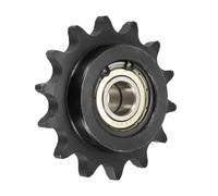 sourcing map #50 Roller Chain Idler Sprocket, Type C 15mm Bore 5/8" Pitch 14 Tooth Tensioner with Double Bearing, Black Oxide Finished 1045 Steel for ANSI #50 (DIN/ISO 10A) Chains
