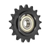 sourcing map #50 Roller Chain Idler Sprocket, Type C 17mm Bore 5/8" Pitch 17 Tooth Tensioner, Black Oxide Finished 1045 Steel with Insert Single Bearing for ANSI #50 (DIN/ISO 10A) Chains