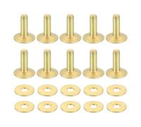 sourcing map 50 Set Copper Rivets and Burrs, 12x4x12mm Solid Leather Copper Rivet Fastener for Leather DIY Craft Supplies, Gold Tone