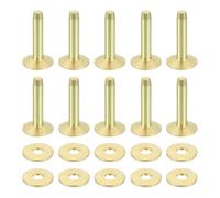 sourcing map 50 Set Copper Rivets and Burrs, 12x4x19mm Solid Leather Copper Rivet Fastener for Leather DIY Craft Supplies, Gold Tone