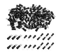 sourcing map 50 Set Heat Shrink Wire Terminals, 12-10AWG Black Insulated Crimp Terminals Electrical Connectors Male and Female Spade Connector for Industrial, Automotive, Boat Stereo