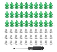 sourcing map 50 Set Metal Tree Spikes and Studs 12mm x 8mm Screw Back Green