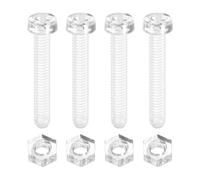 sourcing map 50 Sets Clear Acrylic Screws and Nuts Kit, M4 x 25mm PC Transparent Round Head Phillips Bolts with Hex Nut, Bolts and Nuts Kit for Machine Electronic Equipment DIY Crafts