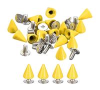 sourcing map 50 Sets Cone Spikes Studs, 7x10mm Studs and Spike Metal Screw Back Rivet for Clothing Belts Bags Shoes DIY Leathercraft, Yellow