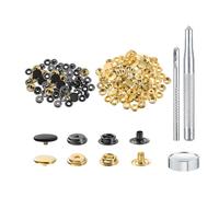 sourcing map 50 Sets Copper Snap Buttons, 15mm Press Buttons Metal Snap Fasteners with 3 Setting Tools for Clothes DIY Crafts, Black/Gold
