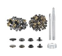 sourcing map 50 Sets Copper Snap Buttons, 15mm Press Buttons Metal Snap Fasteners with 3 Setting Tools for Clothes DIY Crafts, Black/Bronze