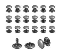 sourcing map 50 Sets Leather Rivets, 12mm Double Cap Rivets, 12mm Height Tubular Metal Studs for Leather Craft Repair and Decoration DIY Clothes, Shoes, Bags, Belts, Black