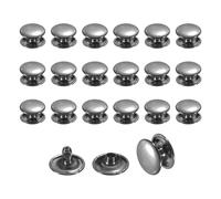 sourcing map 50 Sets Leather Rivets, 12mm Double Cap Rivets, 8mm Height Tubular Metal Studs for Leather Craft Repair and Decoration DIY Clothes, Shoes, Bags, Belts, Black