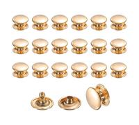 sourcing map 50 Sets Leather Rivets, 12mm Double Cap Rivets, 8mm Height Tubular Metal Studs for Leather Craft Repair and Decoration DIY Clothes, Shoes, Bags, Belts, Light Gold