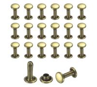sourcing map 50 Sets Leather Rivets, 6mm Double Cap Rivets, 10mm Height Tubular Metal Studs for Leather Craft Repair and Decoration DIY Clothes, Shoes, Bags, Belts, Bronze