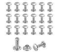 sourcing map 50 Sets Leather Rivets, 6mm Double Cap Rivets, 10mm Height Tubular Metal Studs for Leather Craft Repair and Decoration DIY Clothes, Shoes, Bags, Belts, Silver