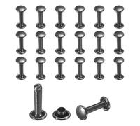sourcing map 50 Sets Leather Rivets, 6mm Double Cap Rivets, 12mm Height Tubular Metal Studs for Leather Craft Repair and Decoration DIY Clothes, Shoes, Bags, Belts, Black