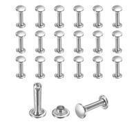 sourcing map 50 Sets Leather Rivets, 6mm Double Cap Rivets, 12mm Height Tubular Metal Studs for Leather Craft Repair and Decoration DIY Clothes, Shoes, Bags, Belts, Silver