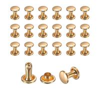 sourcing map 50 Sets Leather Rivets, 6mm Double Cap Rivets, 8mm Height Tubular Metal Studs for Leather Craft Repair and Decoration DIY Clothes, Shoes, Bags, Belts, Light Gold