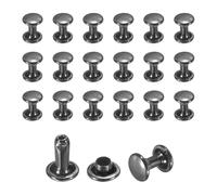 sourcing map 50 Sets Leather Rivets, 6mm Double Cap Rivets, 8mm Height Tubular Metal Studs for Leather Craft Repair and Decoration DIY Clothes, Shoes, Bags, Belts, Black