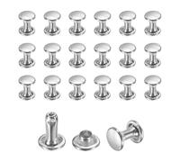 sourcing map 50 Sets Leather Rivets, 6mm Double Cap Rivets, 8mm Height Tubular Metal Studs for Leather Craft Repair and Decoration DIY Clothes, Shoes, Bags, Belts, Silver