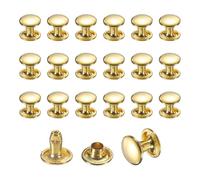 sourcing map 50 Sets Leather Rivets, 8mm Double Cap Metal Rivets, 8mm Height Tubular Metal Studs for Leather Craft Repair and Decoration DIY Clothes, Shoes, Bags, Belts, Gold