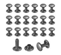 sourcing map 50 Sets Leather Rivets, 8mm Double Cap Rivets, 10mm Height Tubular Metal Studs for Leather Craft Repair and Decoration DIY Clothes, Shoes, Bags, Belts, Black