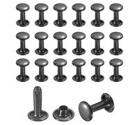 sourcing map 50 Sets Leather Rivets, 8mm Double Cap Rivets, 12mm Height Tubular Metal Studs for Leather Craft Repair and Decoration DIY Clothes, Shoes, Belts, Black