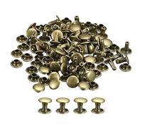 sourcing map 50 Sets Leather Rivets, 8mm Double Cap Rivets 8mm Height Metal Studs Rivet for Leather Craft Repair DIY Purse Belts Bags Shoes, Bronze Tone