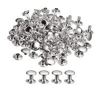 sourcing map 50 Sets Leather Rivets, 8mm Double Cap Rivets 8mm Height Metal Studs Rivet for Leather Craft Repair DIY Purse Belts Bags Shoes, Silver Tone