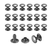 sourcing map 50 Sets Leather Rivets, 8mm Double Cap Rivets, 8mm Height Tubular Metal Studs for Leather Craft Repair and Decoration DIY Clothes, Shoes, Bags, Belts, Black