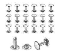 sourcing map 50 Sets Leather Rivets, 9mm Double Cap Rivets, 12mm Height Tubular Metal Studs for Leather Craft Repair and Decoration DIY Clothes, Shoes, Bags, Belts, Silver