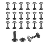 sourcing map 50 Sets Leather Rivets, 9mm Double Cap Rivets, 16mm Height Tubular Metal Studs for Leather Craft Repair and Decoration DIY Clothes, Shoes, Bags, Belts, Black