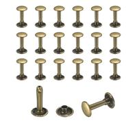 sourcing map 50 Sets Leather Rivets, 9mm Double Cap Rivets, 16mm Height Tubular Metal Studs for Leather Craft Repair and Decoration DIY Clothes, Shoes, Bags, Belts, Bronze