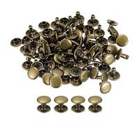 sourcing map 50 Sets Leather Rivets, 9mm Double Cap Rivets 8mm Height Metal Studs Rivet for Leather Craft Repair DIY Purse Belts Bags Shoes, Bronze Tone
