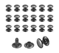 sourcing map 50 Sets Leather Rivets, 9mm Double Cap Rivets, 8mm Height Tubular Metal Studs for Leather Craft Repair and Decoration DIY Clothes, Shoes, Bags, Belts, Black