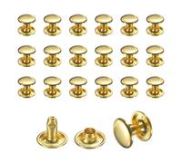 sourcing map 50 Sets Leather Rivets, 9mm Double Cap Rivets, 8mm Height Tubular Metal Studs for Leather Craft Repair and Decoration DIY Clothes, Shoes, Bags, Belts, Gold