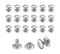 sourcing map 50 Sets Leather Rivets, 9mm Double Cap Rivets, 8mm Height Tubular Metal Studs for Leather Craft Repair and Decoration DIY Clothes, Shoes, Bags, Belts, Silver