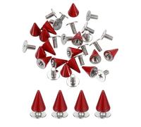 sourcing map 50 Sets Spikes and Studs, 7 x 10mm Cone Spikes Screw Back Studs Rivets, Cone Punk Spikes Rivet for Clothing Belts Bags DIY Leather Crafts, Red
