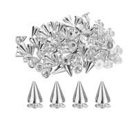 sourcing map 50 Sets Spikes and Studs, 7 x 9mm Cone Spikes Screw Back Studs Rivets, Cone Punk Spikes Rivet for Clothing Belts Bags DIY Leather Crafts, Silver