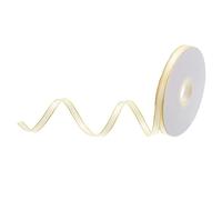 sourcing map 50 Yards 3/8 Inch Satin Ribbon Cream Gold Edges Double Faced Ribbon Roll Bow Decoration for Crafts Gift Wrapping Wedding DIY Handmade