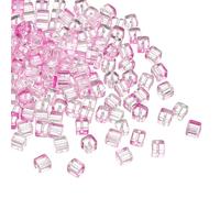 sourcing map 500 Pcs Crystal Cube Beads, 7mm Clear Glass Faceted Square Spacer Beads Craft Making Supplies for Jewelry DIY Bracelet Earring Necklace, Pink