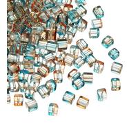 sourcing map 500 Pcs Crystal Cube Beads, 7mm Clear Glass Faceted Square Spacer Beads Craft Making Supplies for Jewelry DIY Bracelet Earring Necklace, Orange Blue