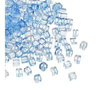 sourcing map 500 Pcs Crystal Cube Beads, 7mm Clear Glass Faceted Square Spacer Beads Craft Making Supplies for Jewelry DIY Bracelet Earring Necklace, Blue