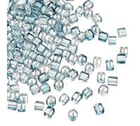 sourcing map 500 Pcs Crystal Cube Beads, 7mm Clear Glass Faceted Square Spacer Beads Craft Making Supplies for Jewelry DIY Bracelet Earring Necklace, Pure Blue