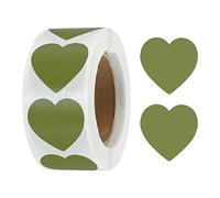sourcing map 500 Pcs Heart Shaped Sticker 1 Inch Self-Adhesive Love Label Heart Decorations for Envelope,Valentine Day,Wedding Party, Olives