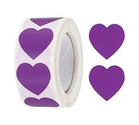 sourcing map 500 Pcs Heart Shaped Sticker 1 Inch Self-Adhesive Love Label Heart Decorations for Envelope,Valentine Day,Wedding Party, Dark Purple