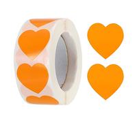 sourcing map 500 Pcs Heart Shaped Sticker 1 Inch Self-Adhesive Love Sticker Label Heart Decorations for Envelope,Valentine Day,Wedding Party, Orange