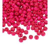sourcing map 500 Pcs Large Hole Wooden Beads Hair Braid Beads, Unfinished Natural Barrel Wood Spacer Beads for Crafts Hair DIY Macrame Jewelry Making, Rose Red (8 x 7mm, 3mm Hole)